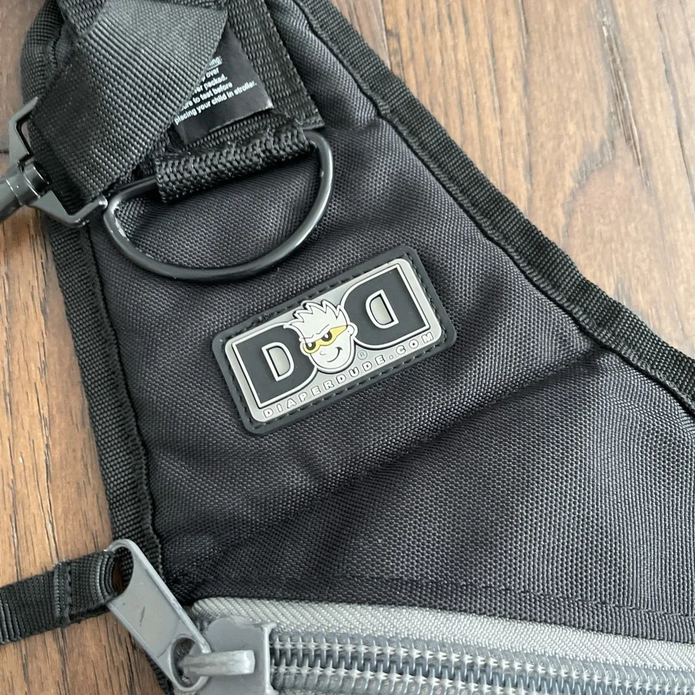 Diaper Dude Dad Diaper Bag Black Grey Heavy‎ Duty Multi Pocket Bag -
